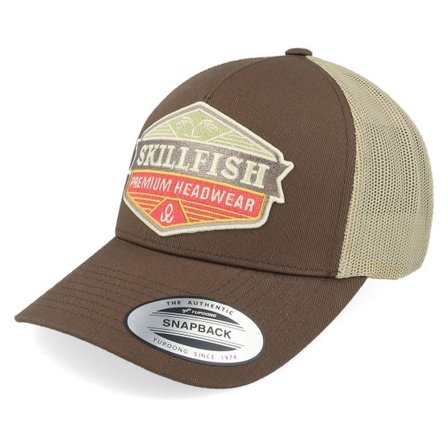 Skillfish - Brun trucker Keps - Amberwood Logo Retro Brown/Khaki A-frame Trucker @ Hatstore