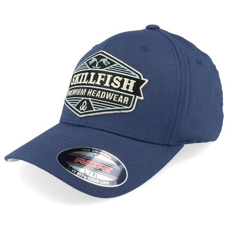 Skillfish - Blå flexfit Keps - Jetstream Logo Navy Wooly Combed Flexfit @ Hatstore