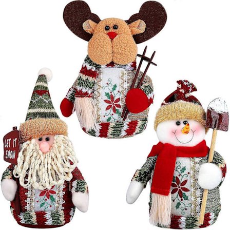 Siddende julemand, juletema-design til en glædelig jul, sødt boligindretningshåndværk med juledekoration, vintage juledekorationer