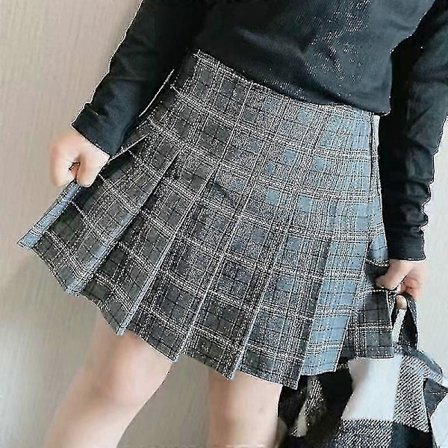 Lasten tyttöjen hame ruudullinen aktiivinen koulu 7-13 vuotta talvi musta pinkki vaaleanharmaa