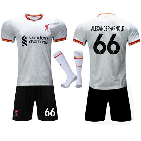 2024-2025 Liverpool Udebanesæt Børn Voksen Fodboldtrøje Sæt Med Strømper No.66 Alexander-Arnold-FA1- No.66 Alexander-Arnold 22