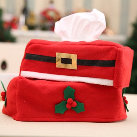 Juldekorationer för Home Xmas Tissue Box Bordsdekoration röd tissue box klöver 10X13X24cm