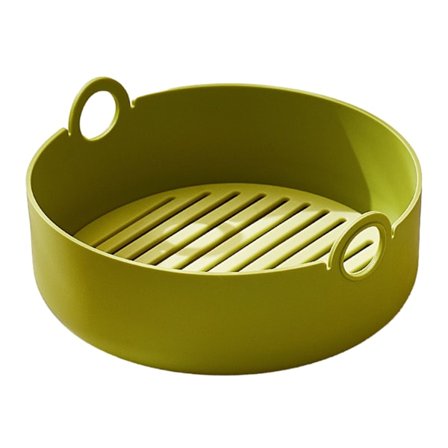 Silikon Air Fryer Liners Tjock Värmebeständig Bakskål för Ugn Grill Grön Rund