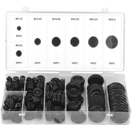 Gummigjennomføring, 170 stk Svart Lukket Tetningsring Elektrisk Ledningskabeltetning