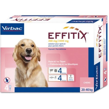 Effitix Spot-On Soluzione 4 Pipette 4,40ml 268mg + 2.400mg Cani