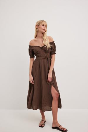 NA-KD Robe épaules dénudées - Robes bustier - Brun - EU 32