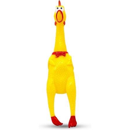 Gummi Kylling Squeak Leke, Gul Stor (35cm)