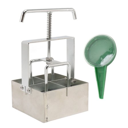 2 tommer manuel jordblokfremstiller med håndtag til frøplanter, haveredskaber