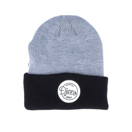 Djinns - Grå cuff Beanie - Oversize 2 Tone Black/Grey Cuff @ Hatstore