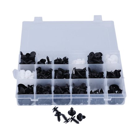 415 stk Bilfesteklemmer Auto Plastfester 18 Typer Trykknapper Kropp Nitter Sortiment Sett Bokspakket