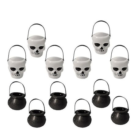 12 st Halloween rekvisita plast häxkittel skallekruka godis kittlar festdekor