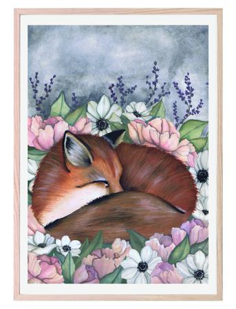 Poster Flower Field Fox 50X70 Patterned That's Mine