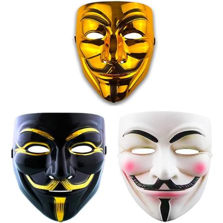 3 kappaleen naamiosetti – Kultaiset, valkoiset ja mustat aikuisille tarkoitetut Halloween-asut | Hakkerointiasu ystäville