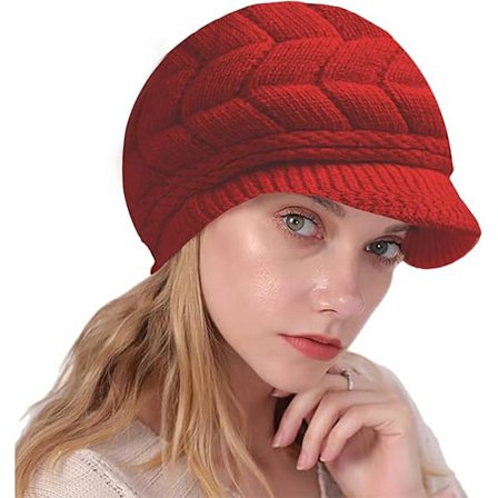 Vintervarm Beanie til Kvinder - Chic Strikket Hat med Skygge - Vinterbæret med For