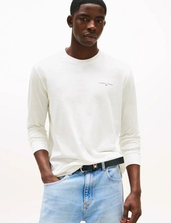 Tommy Jeans Tjm Slim Chest Linear Ls Tee Ext - White - XXXL