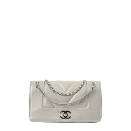 Chanel Vintage Pre-owned Shoulder Väska grå, Dam Vintage Väskor, Dam, Storlek: ONE SIZE