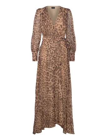 Lucianna Maxi Wrap Dress Brown Bardot