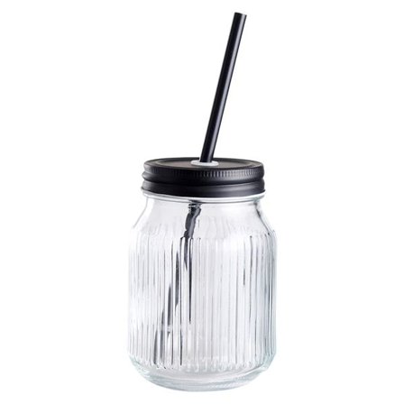 Day glaskrus med låg og sugerør – 0,45 l