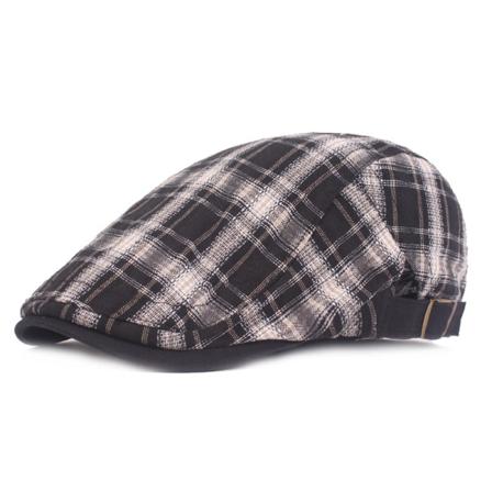 Beret lue rutete klut toppet cap kunstnerisk ungdom beret vår sommer lue College Style Advance hatter Black Adjustable