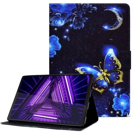 Lenovo Tab M10 Plus (Gen 3) läderfodral med coolt mönster - Blå Fjäril