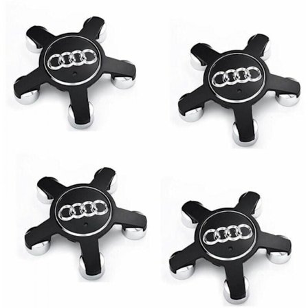 4 st - Navkapsel Emblem, för 135 mm Navkapslar för Audi (Svart)