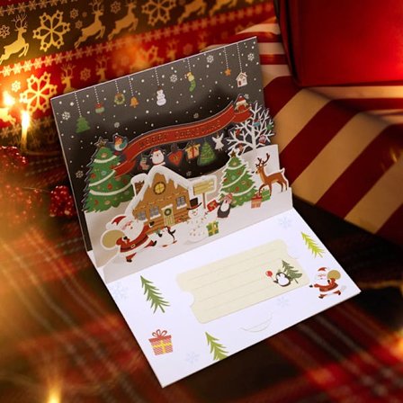 /EA/##/3D Julehilsenkort-1##/, Kreativt Brettbart Kort med Håndskrevet Tekst