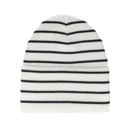 Beechfield - Vit cuff Beanie - Soft White/French Navy Deep Striped Cuff @ Hatstore
