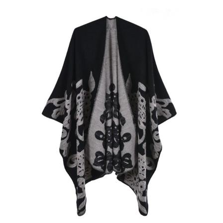 Modern Pashmina Sjal Wrap Tjock Varm Poncho Öppen Front Cape For Lady