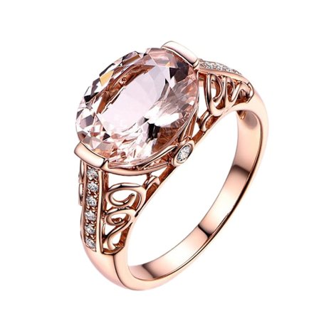 Kvinde Ring Faux Morganite Hul Design Smykker Galvanisering Langvarig Finger Ring Til Bryllup