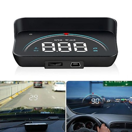 HUD Head Up Display Bilhastighetsmåler OBD2 Auto Elektronisk Overhastighetsvarsling Vindusprosjektor Alarmsystem Biltilbehør (FMY)