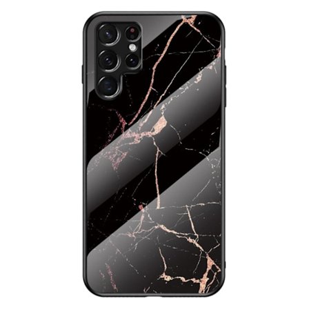Fantasy Marble Samsung Galaxy S22 Ultra Suojakuori - Gold Musta Marble