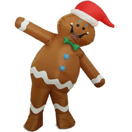 Oppustelig julekostume til voksne, Gingerbread Man-kostume, Oppustelige julefigurkostumer til kvinder og mænd Cosplay-fest