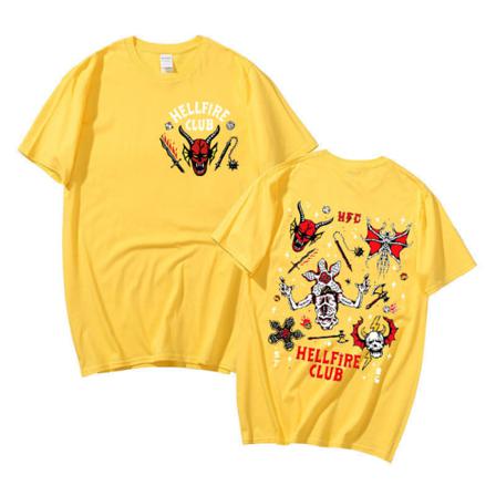 Hellfire Club Print Fashion T-shirt Toppar För Män Och Kvinnor Yellow M