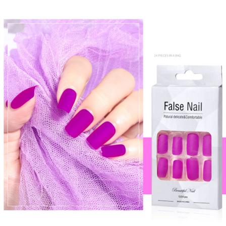 24 stk falske firkantede negler lysende neon fluorescerende ballerina