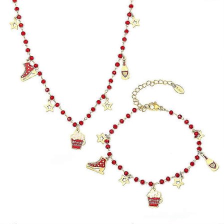 Granat Vedhæng Armbånd Halskæde, Juleelement Emaille, Titanium Stålbelagt [YJD]