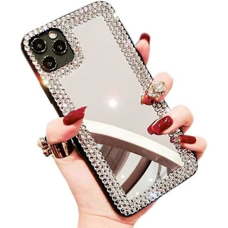 iPhone 11 Cover 3D Glitter Sparkle Bling Spejl Luksuriøs Skinnende Krystal Rhinestone Diamant Bumper Transparent Beskyttende Cover til Kvinder til 