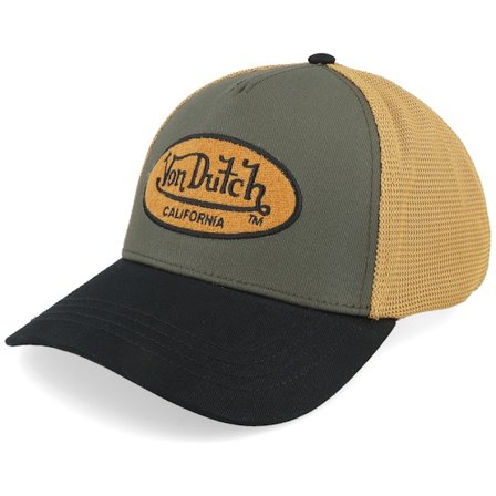 Von Dutch - Vert trucker Casquette - Oval Terry Patch Yellow/Green/Black A-Frame Trucker @ Hatstore