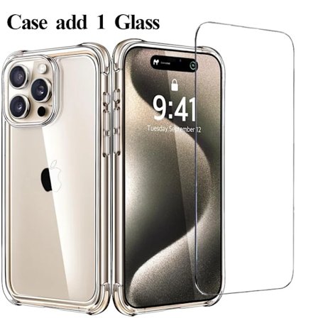 Armor 9H Glas + Skal för iPhone 11 12 13 14 15 16 pro silikonskal iPhone 15 Pro Max skärmskydd stötsäkra genomskinliga skal