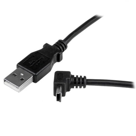 StarTech 1m Mini USB Cable Cord - A to Up Angle Mini B - Up Angled Mini USB Cable - 1x USB A (M), 1x USB Mini B (M) - Black (USBAMB1MU) - USB-kabel -
