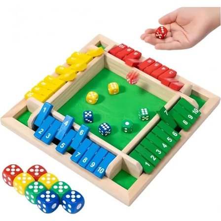 Shut the Box Dice Game in Wood – Board Game for Up to 4 Players