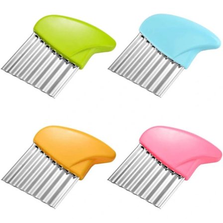 4 stk Potetbølgekuttere i rustfritt stål, egnet for frukt og grønnsaker_tfrf