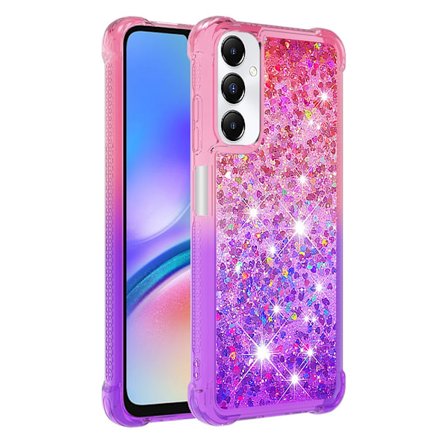 SKALO Samsung A05s 4G Kvicksand Glitter Hjerter TPU Cover - Pink-Lilla