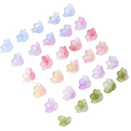 100 stk 12x7mm Klokkeblomst glassperler Trompetblomst perler blandet