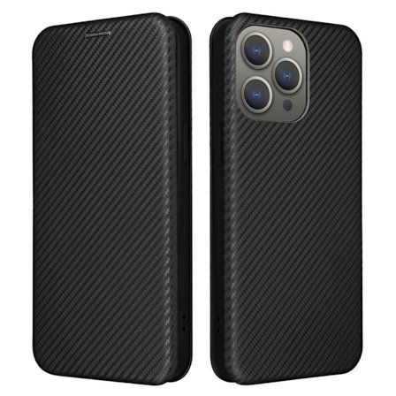 SKALO iPhone 15 Pro Carbon Fiber Pungetui - Sort