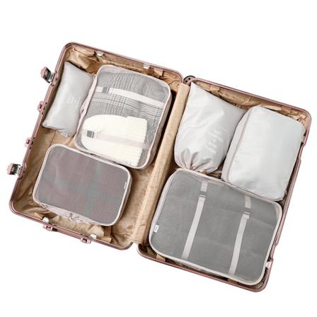 6st Reseförvaringsväska Bagage Organizer Väska Kläderförvaringsväska Beige 6pcs