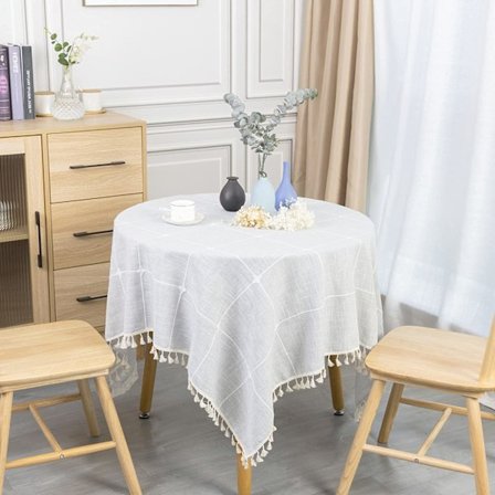 Grå firkant - Firkant duk 140x140 Firkant bomullsduk