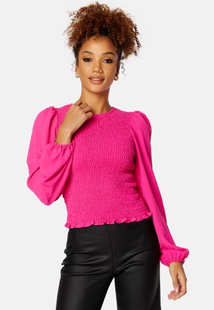 ONLY Mette LS Smock Top Fuchsia Purple Klær