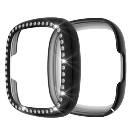 Fitbit Sense / Versa 3 elegant ram med strassdekor - Svart