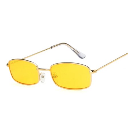 Fyrkantiga solglasögon i metall, dam, retro, märke, resa, små rektangulära solglasögon, herr, svart, gul, röd spegel, vintage Oculos De Sol