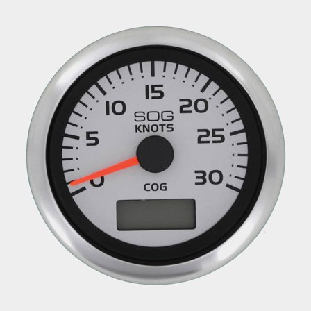 Speedometer Veethree GPS Speedometer Argent, Ø86 mm, 12 V, GPS NMEA 0183, silver/black/white, 0 - 30 knots, without transducer